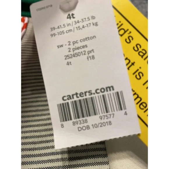 CHRISTMAS HAPPY JOY BRIGHT MERRY CARTERS 2 PIECE PAJAMA SET SIZE 4T NWT - Picture 7 of 7